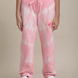 Kidsville Barbie Printed Regular Fit Pink Joggers For Girls-image-69