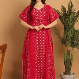 Secret Wish Red Cotton Printed Kaftan-picture-14