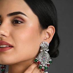 Fida White Contemporary Drop Earrings-42