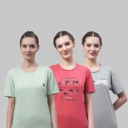 Vimal Jonney Green & Pink Cotton Printed Sports T-Shirt - Pack Of 3-picture-34