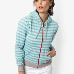 Campus Sutra Sky Blue & Grey Cotton Striped Hoodie-image-71
