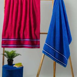 Nautica Vintage Crew Stripe Burgundy & Royal Blue Cotton 500 GSM Zero Twist Bath Towel - Set of 2-image-26