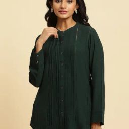 W Green Self Pattern Shirt-33
