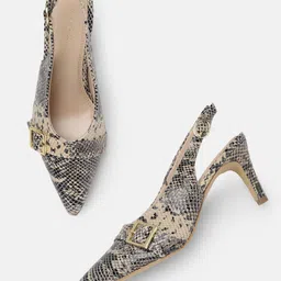 Kenneth Cole Animal Printed Kitten Pumps with Buckles-54