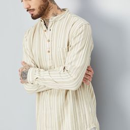 max Striped Mandarin Collar Short Kurta-23