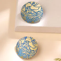 Yellow Chimes Gold Plated Contemporary Oxidised Studs Earrings-32