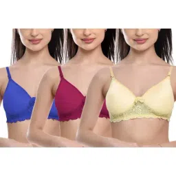 FIMS: Fashion is my Style Purple & Beige Lace Work Everyday Bras - Pack Of 3-picture-20