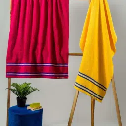 Nautica Vintage Crew Stripe Burgundy & Yellow Cotton 500 GSM Zero Twist Bath Towel - Set of 2-image-97