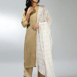 Fabindia White Cotton Embroidered Dupatta-image-95