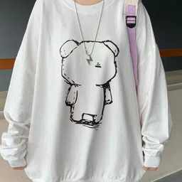Outzidr Women Printed Monochrome Oversized Longline Pullover Sweatshirt-image-48