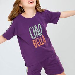 Zeyo Girls Typography Printed Night suit-image-97