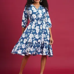 all about you Women Floral Printed Fit & Flare Knee Length Dress-image-40