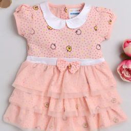 Bumzee Kids Peach Printed Frock-image-40
