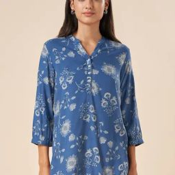Akkriti by Pantaloons Indigo Blue Printed Tunic-image-52
