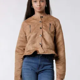 Kate & Oscar Kids Khaki Regular Fit Full Sleeves Jacket-image-42