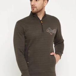 Duke Olive Regular Fit Striped Sweatshirt-26