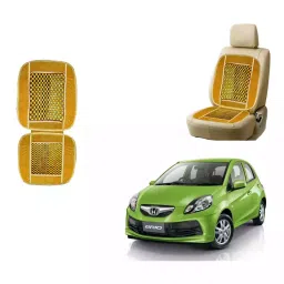 Auto Pearl Polyester, Cotton Vehicle Seating Pad For Honda Brio Beige-11