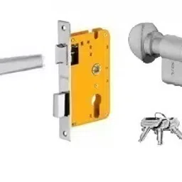Dorset 60 mm Lever Handle Lock Set With Knob and Key Cylinder Silver Chrome HL CS-image-50