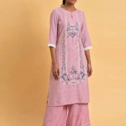 W Lilac Printed Straight Kurta-42