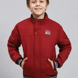 Monte Carlo Kids Maroon Solid Full Sleeves Jacket-picture-3