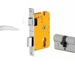 Dorset 60 mm Lever Handle Lock Set With Both Side Key Cylinder Silver Chrome HL HA-6
