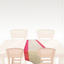 Pink Parrot Pink & Gold Toned Ethnic Motifs Table Runner With Tassels-image-0