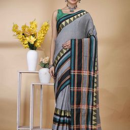 Ruuprekha Woven Design Pure Cotton Fusion Khadi Saree-image-87