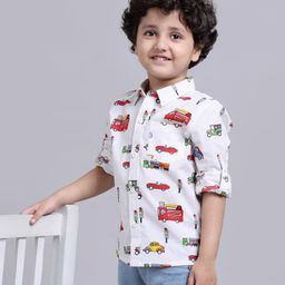 Kookie Kids Full Sleeves Shirt Vehicle Print - White-image-83