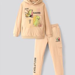 Primo Gino Cotton Full Sleeves Winter Wear Suit & Hoodie Text With Dino Print - Beige-image-83