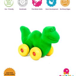 RUBBABU Natural Rubber Dinosaure Push & Go Toy - Green-19