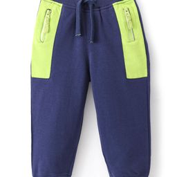 Babyhug Cotton Looper Full Length Color Block Lounge Pants - Navy-image-47