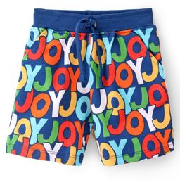 Babyhug Cotton Looper Knit Mid Thigh Shorts With Alphabet Print - Blue-image-52