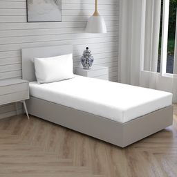 Trance Home Linen Premium Plain Pure Cotton Single Fitted Bedsheet with 1 Pillow Cover - White-picture-3