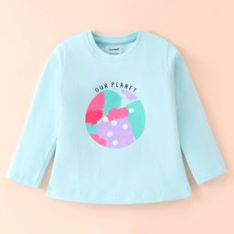 CUCUMBER Sinker Knit Full Sleeves T-Shirt with Text Print - Mint-picture-17