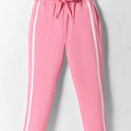 Olio Kids Sinker Knit Full Length Track Pants with Tape Detailing - Pink-picture-12