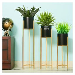 RIZIK STORE Metal Floor Flower Stand for Living Room/Indoor Plant Stand with Planter Pot (Black)-24