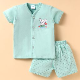 Tango Single Jersey Half Sleeves Shorts Night Suit with Rabbit Print - Mint-image-22