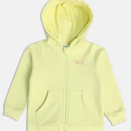 MINI KLUB Cotton Full Sleeves Typography Printed Hooded Jacket - Lime Green-picture-35