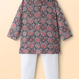Ridokidz Full Sleeves Floral Printed Kurta Pyjama - Multi Colour-image-69