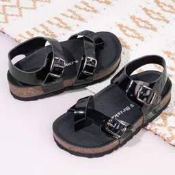 Briskers Solid Buckle Clip Closure Sandals - Black-picture-7