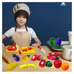 FunBlast Realistic Fruits & Vegetables Toys Play Set with Chopping Board & Knife - Multicolour image 4