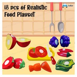 FunBlast Realistic Fruits & Vegetables Toys Play Set with Chopping Board & Knife - Multicolour image 5