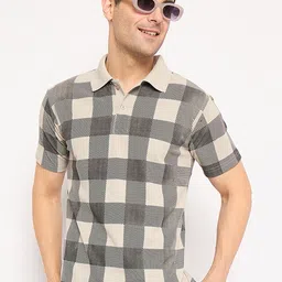 KASMA Men Checked Polo Collar Cotton T-shirt-picture-16