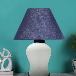 Devansh Blue Textured Glass Frusturical Shaped Table Lamp-31