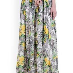 SCORPIUS Grey Solid Flared Maxi Skirt-54