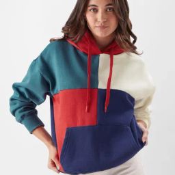 The Souled Store Multicolored Cotton Color-Block Hoodie-7