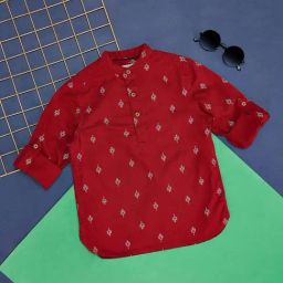 Pantaloons Junior Maroon Cotton Printed Full Sleeves Shirt-image-39
