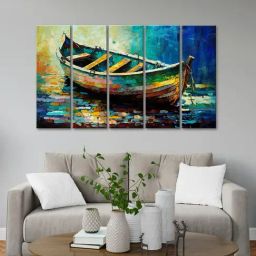 999Store Printed Multicolor MDF 5 Panels Wall Art-87