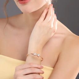 Prita by Priyaasi Studded Bow Rose Gold-Plated Cuff Bracelet-10