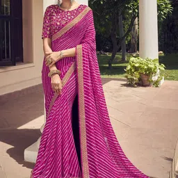 HERE&NOW Leheriya Pure Georgette Saree-11